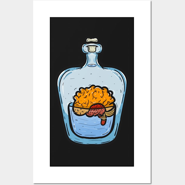 Brain in small jar Wall Art by Dzulhan